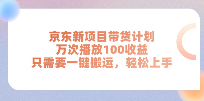 （11300期）京东新项目带货计划，万次播放100收益，只需要一键搬运，轻松上手-花生资源网