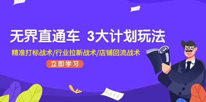 无界直通车3大计划玩法，精准打标战术/行业拉新战术/店铺回流战术-花生资源网