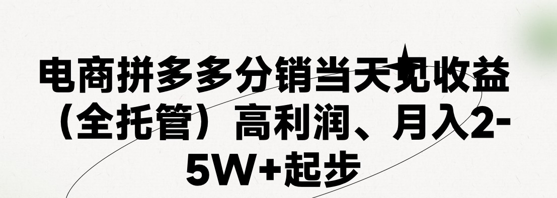 最新拼多多优质项目小白福利，两天销量过百单，不收费、老运营代操作-花生资源网