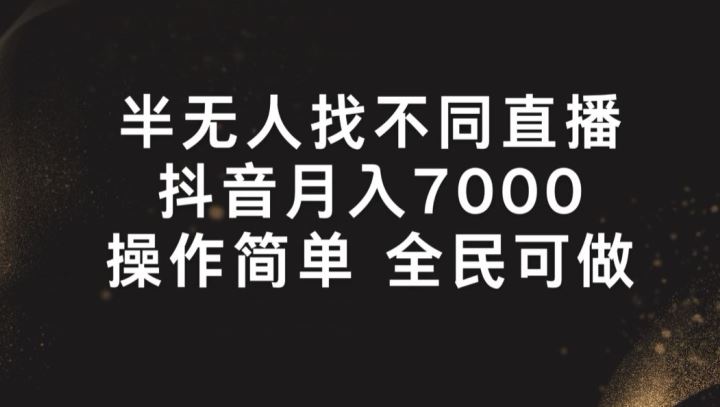 半无人找不同直播，月入7000+，操作简单 全民可做【揭秘】-花生资源网