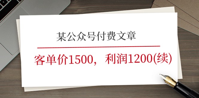 （11336期）某公众号付费文章《客单价1500，利润1200(续)》市场几乎可以说是空白的-花生资源网