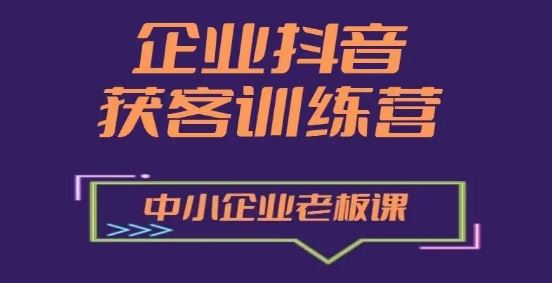 企业抖音营销获客增长训练营，中小企业老板必修课-花生资源网