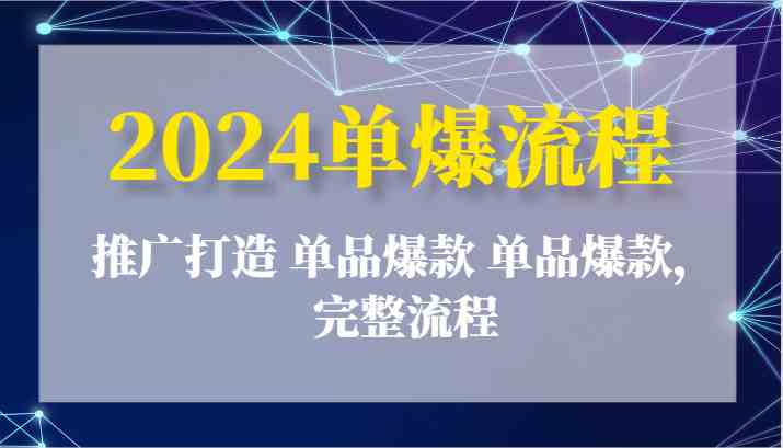 2024单爆流程：推广打造 单品爆款 单品爆款，完整流程-花生资源网