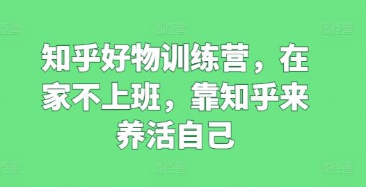 知乎好物训练营，在家不上班，靠知乎来养活自己-花生资源网