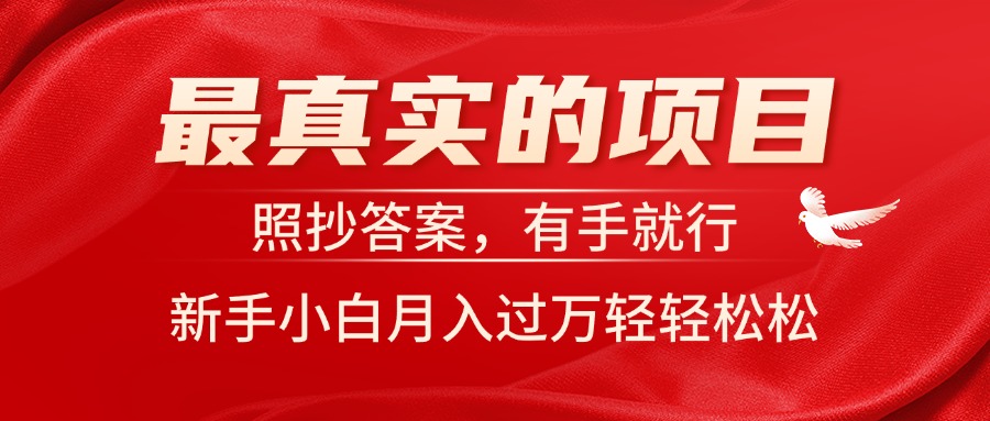 （11362期）最真实的项目，照抄答案，有手就行，新手小白月入过万轻轻松松-花生资源网