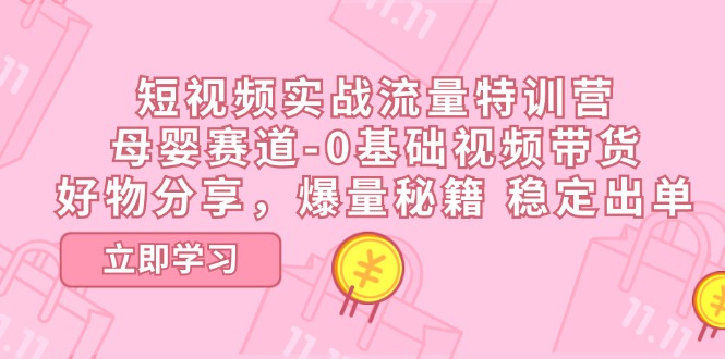 短视频实战流量特训营，母婴赛道-0基础带货，好物分享，爆量秘籍 稳定出单-花生资源网