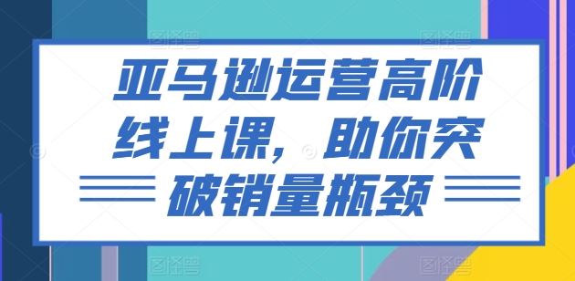 亚马逊运营高阶线上课，助你突破销量瓶颈-花生资源网