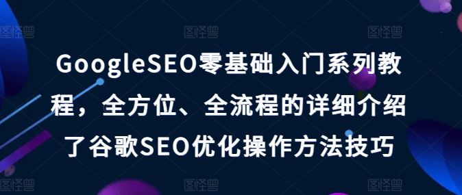 GoogleSEO零基础入门系列教程，全方位、全流程的详细介绍了谷歌SEO优化操作方法技巧-花生资源网