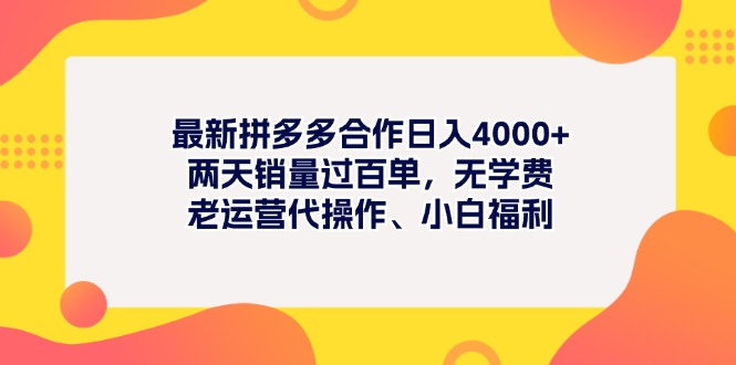 （11410期）最新拼多多项目日入4000+两天销量过百单，无学费、老运营代操作、小白福利-花生资源网