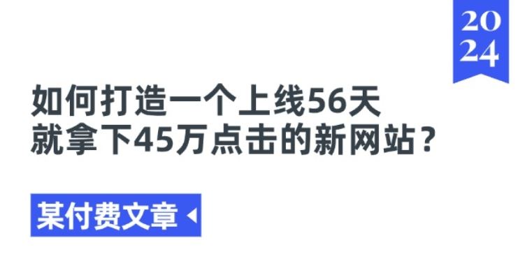 某付费文章《如何打造一个上线56天就拿下45万点击的新网站?》-花生资源网