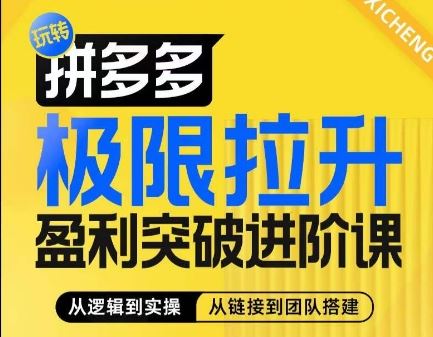 拼多多极限拉升盈利突破进阶课，​从算法到玩法，从玩法到团队搭建，体系化系统性帮助商家实现利润提升-花生资源网