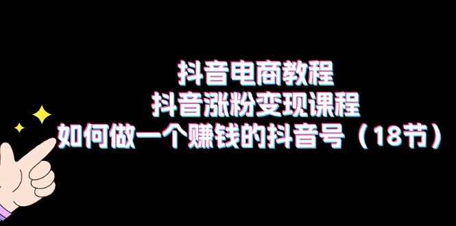 （11436期）抖音电商教程：抖音涨粉变现课程：如何做一个赚钱的抖音号（18节）-花生资源网