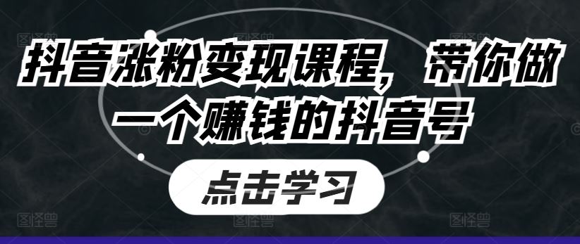 抖音涨粉变现课程，带你做一个赚钱的抖音号-花生资源网