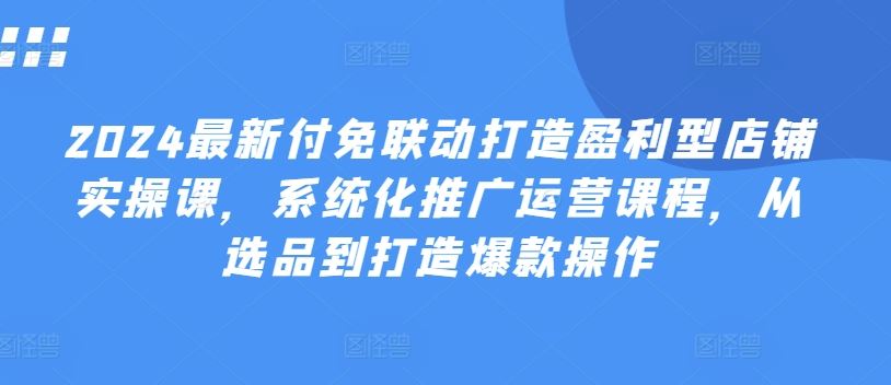 2024最新付免联动打造盈利型店铺实操课，​系统化推广运营课程，从选品到打造爆款操作-花生资源网