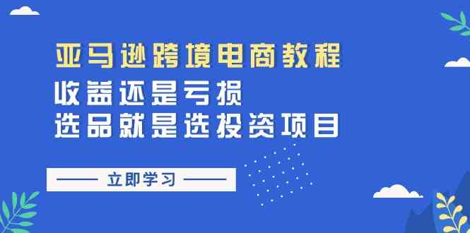 亚马逊跨境电商教程：收益还是亏损！选品就是选投资项目-花生资源网