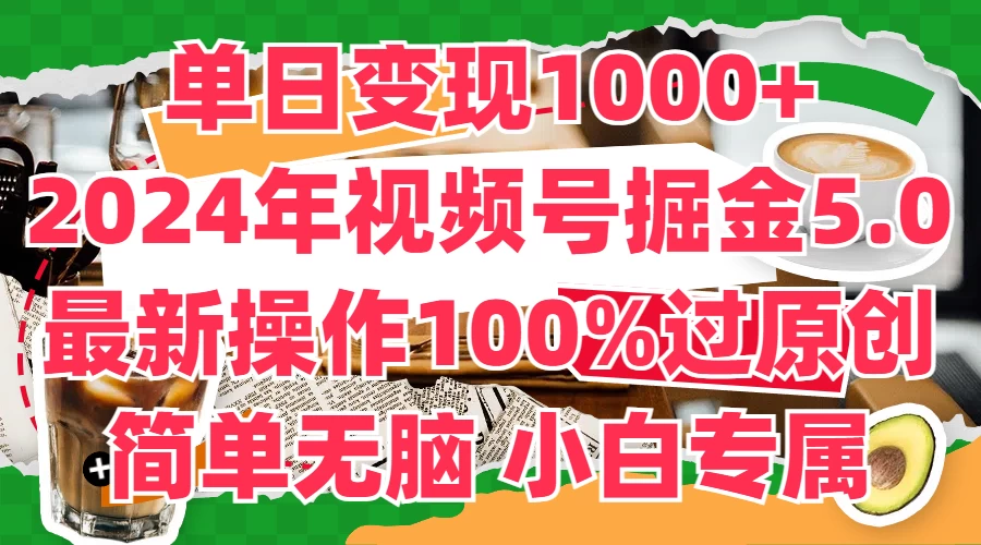 单日变现1000+，2024年视频号掘金5.0，最新骚操作100%过原创玩法，简单无脑，小白专属-花生资源网