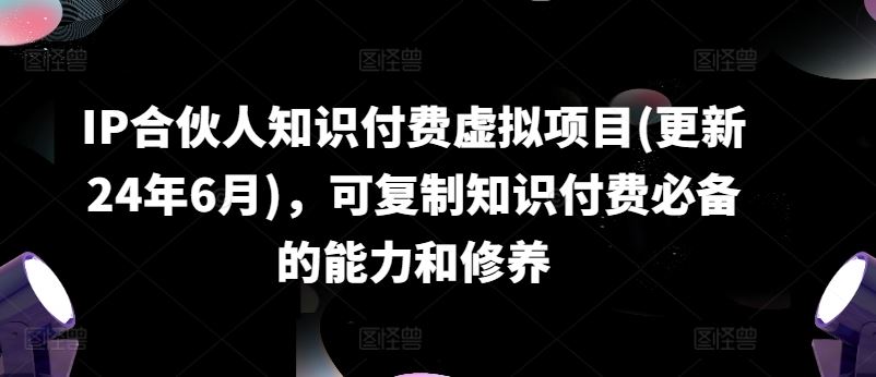 IP合伙人知识付费虚拟项目(更新24年6月)，可复制知识付费必备的能力和修养-花生资源网